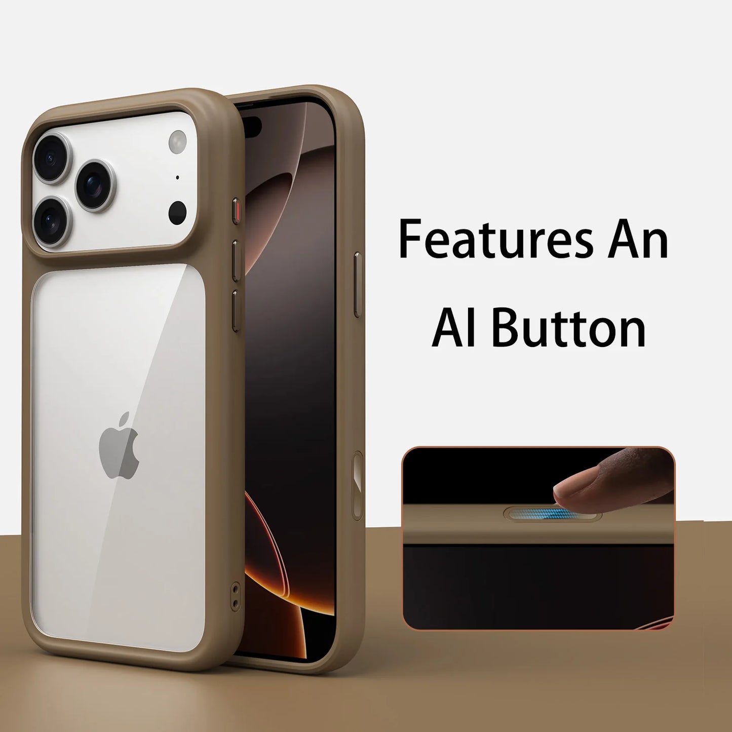 Luxury Orange Matte Transparent Magsafe Phone Case for Iphone Metal Buttons/ Skin Feel Shockproof Cover