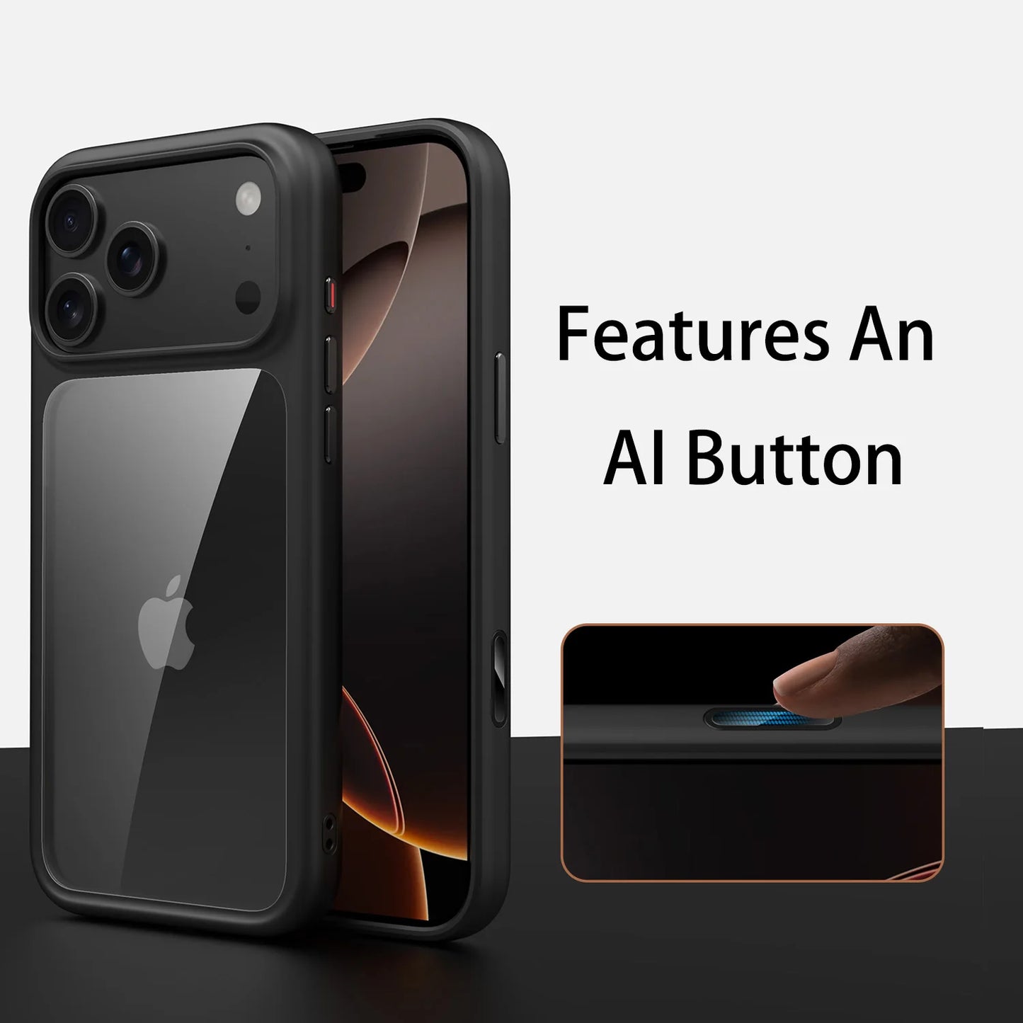 Luxury Orange Matte Transparent Magsafe Phone Case for Iphone Metal Buttons/ Skin Feel Shockproof Cover