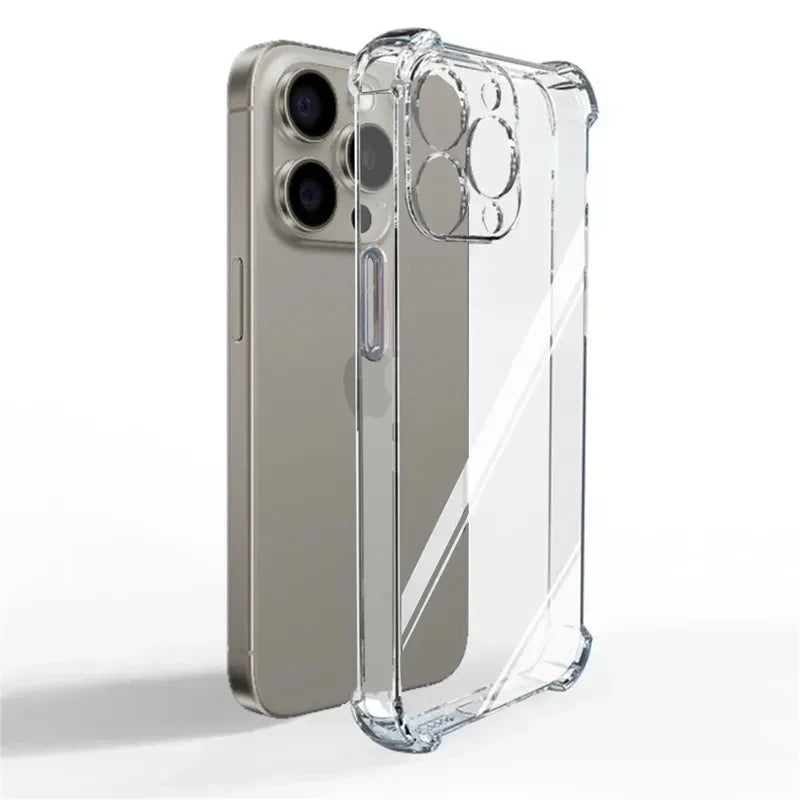 Luxury Shockproof Silicone Clear Phone Case for Iphone 17 16 15 14 13 12 11 Pro Max Mini X XR Xs 7 8 plus Transparent Soft Cover